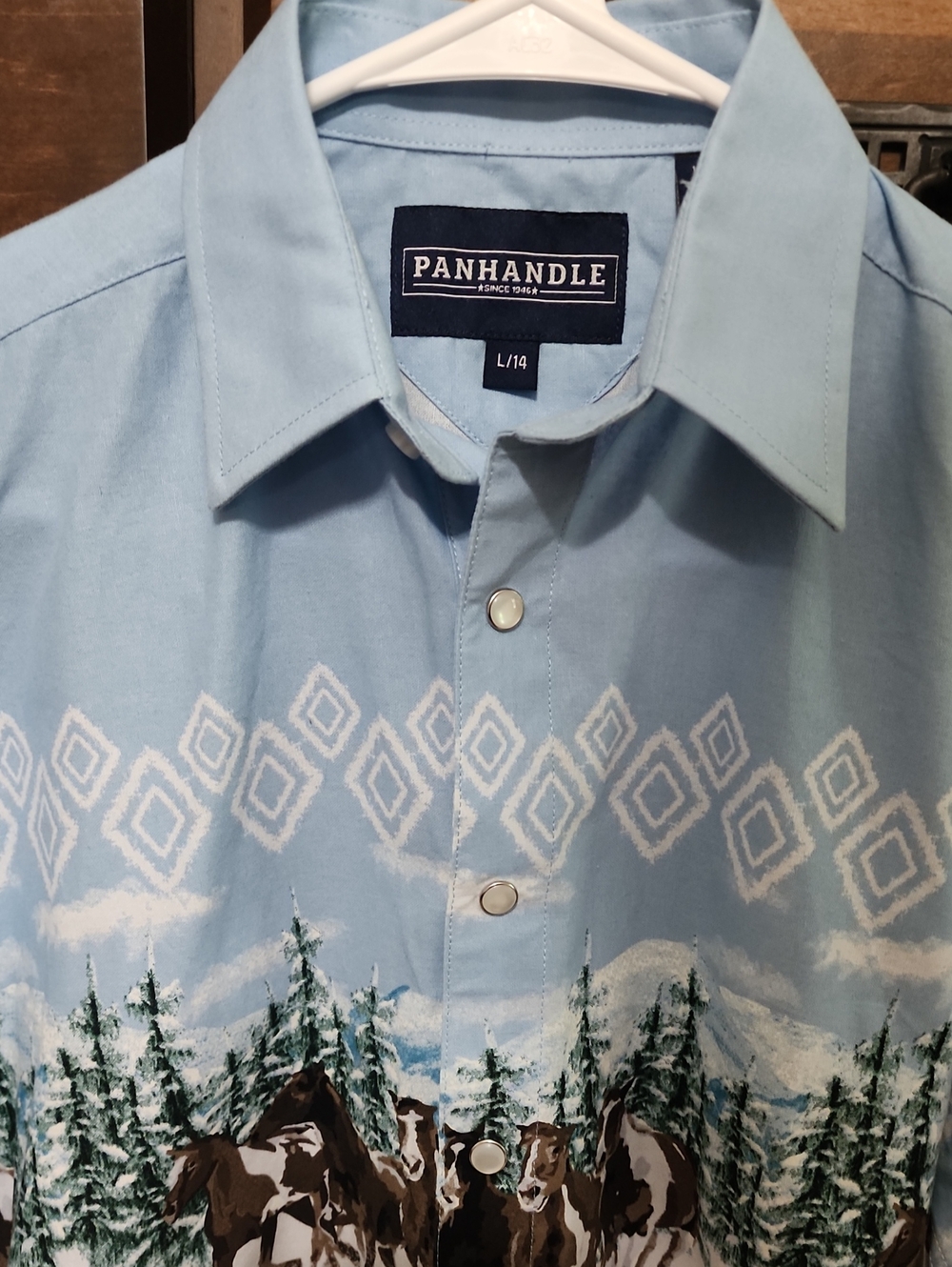 Panhandle Western Cowboy Horse Print Boys Shirt - Picture 4 of 8